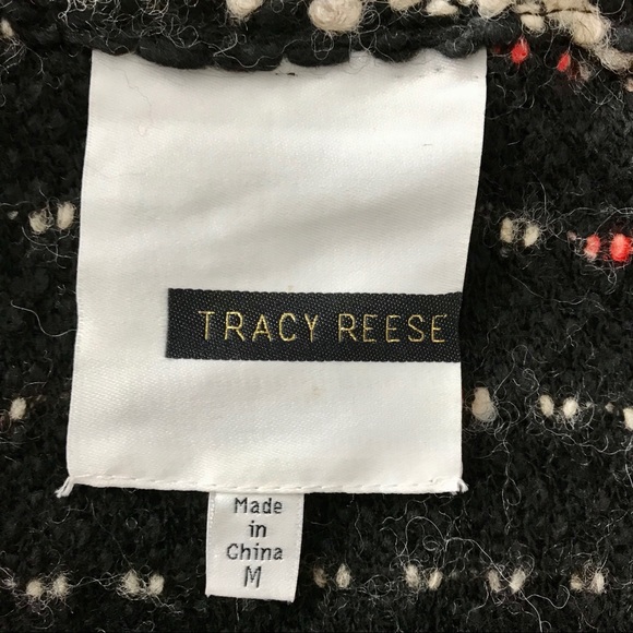 Tracy Reese Wool Blend Sequin Cardigan Sweater Size Medium Black Striped - Picture 6 of 8